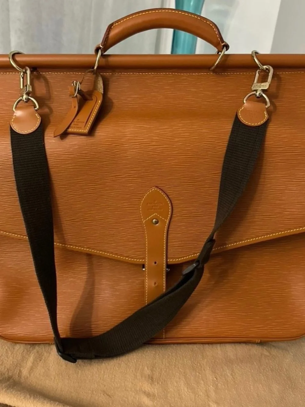 Louis Vuitton Cognac Epi Leather Laptop Messenger Bag